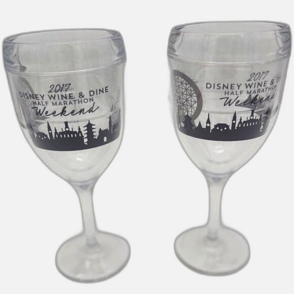 2 Tervis Disney 2017 runDisney Wine & Dine Marathon Insulated Wine Glasses-New - Picture 1 of 5